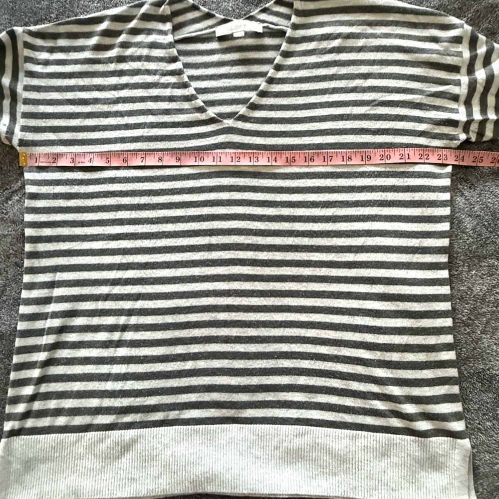 LOFT Gray and White Striped Sweater
